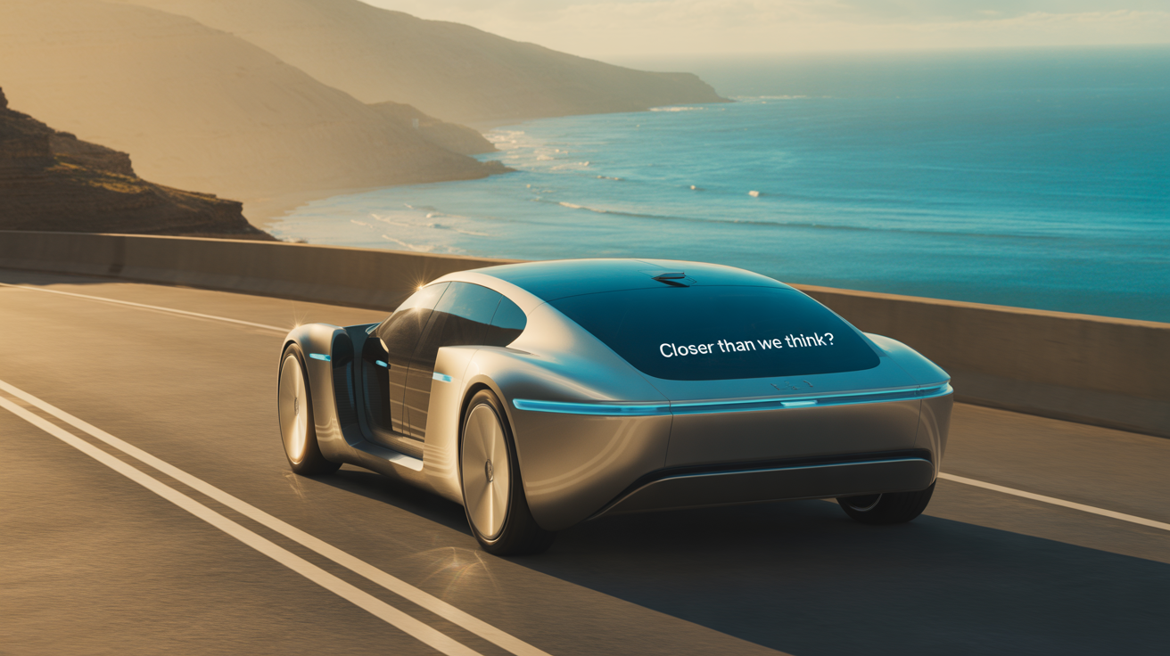 Futuristic Autonomous Car on City Road