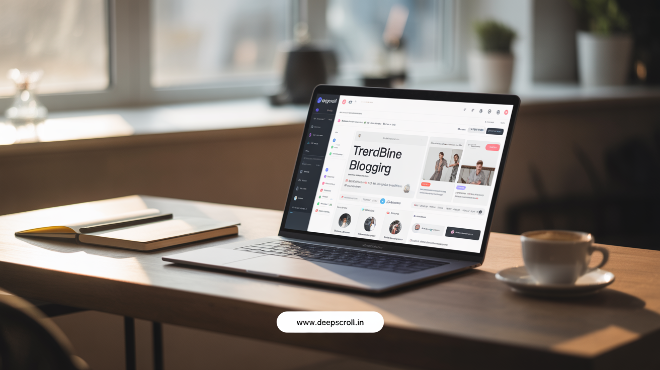 Ambitious professionals collaborating on trend blogging strategy